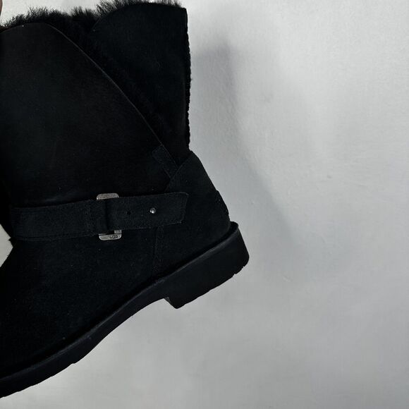 Ugg Syden Black Suede Sheepskin Boots 1120702 Women's 8.5 - Picture 11 of 12